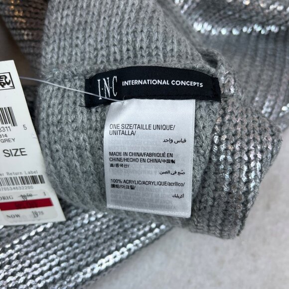 I.N.C  One Size Silver Sequin Metallic Scarf New - Picture 4 of 6